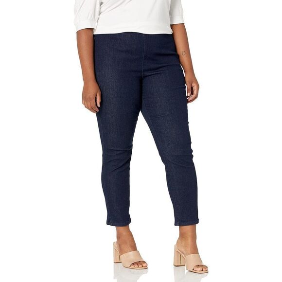NYDJ Women's Plus Size Pull On Skinny Ankle Jean with Side Slit 16 Plus Rinse
